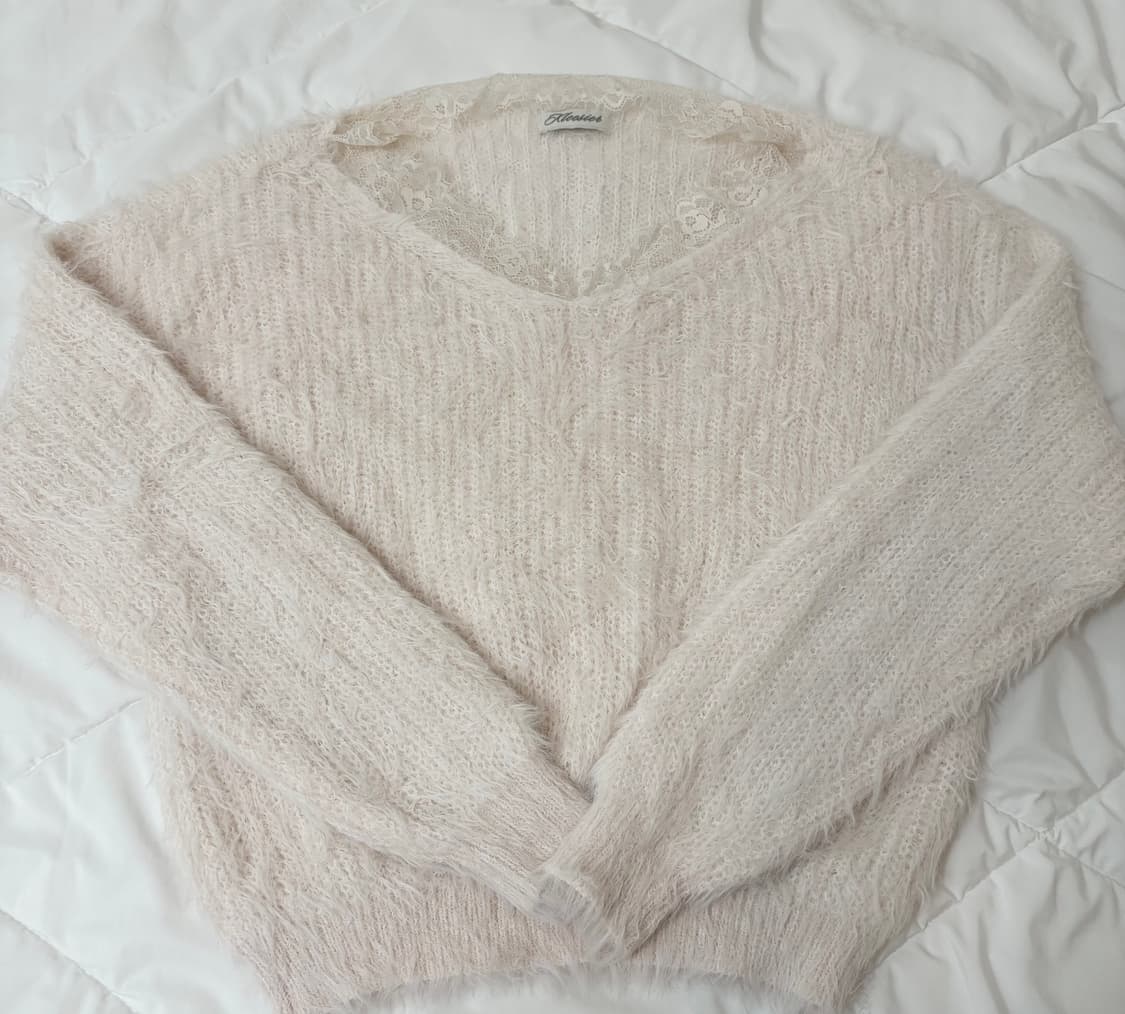 클리시어 Blush lace off- shoulder knit, Pink 상품이미지3