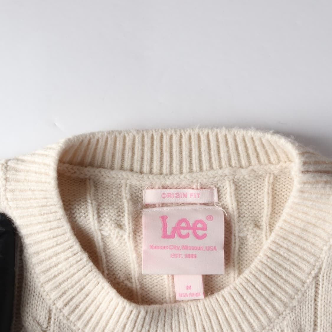 LEE 아이보리 케이블 크롭 니트 M 상품이미지5