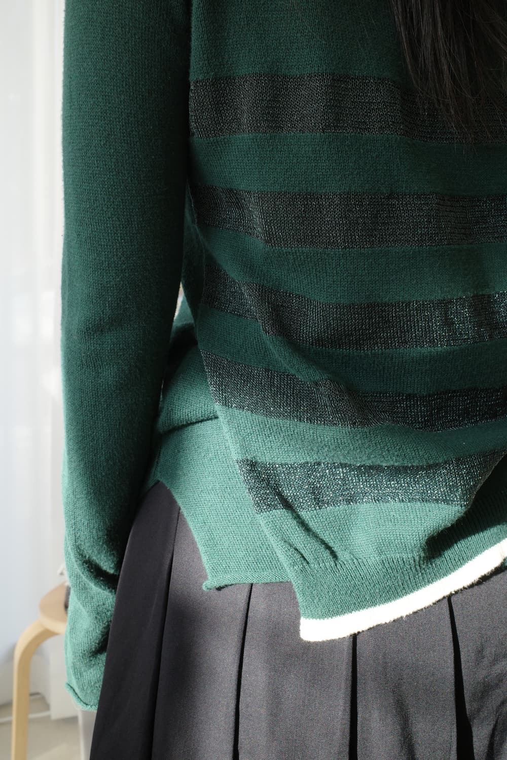 Green glitter stripe layered cardigan 상품이미지4