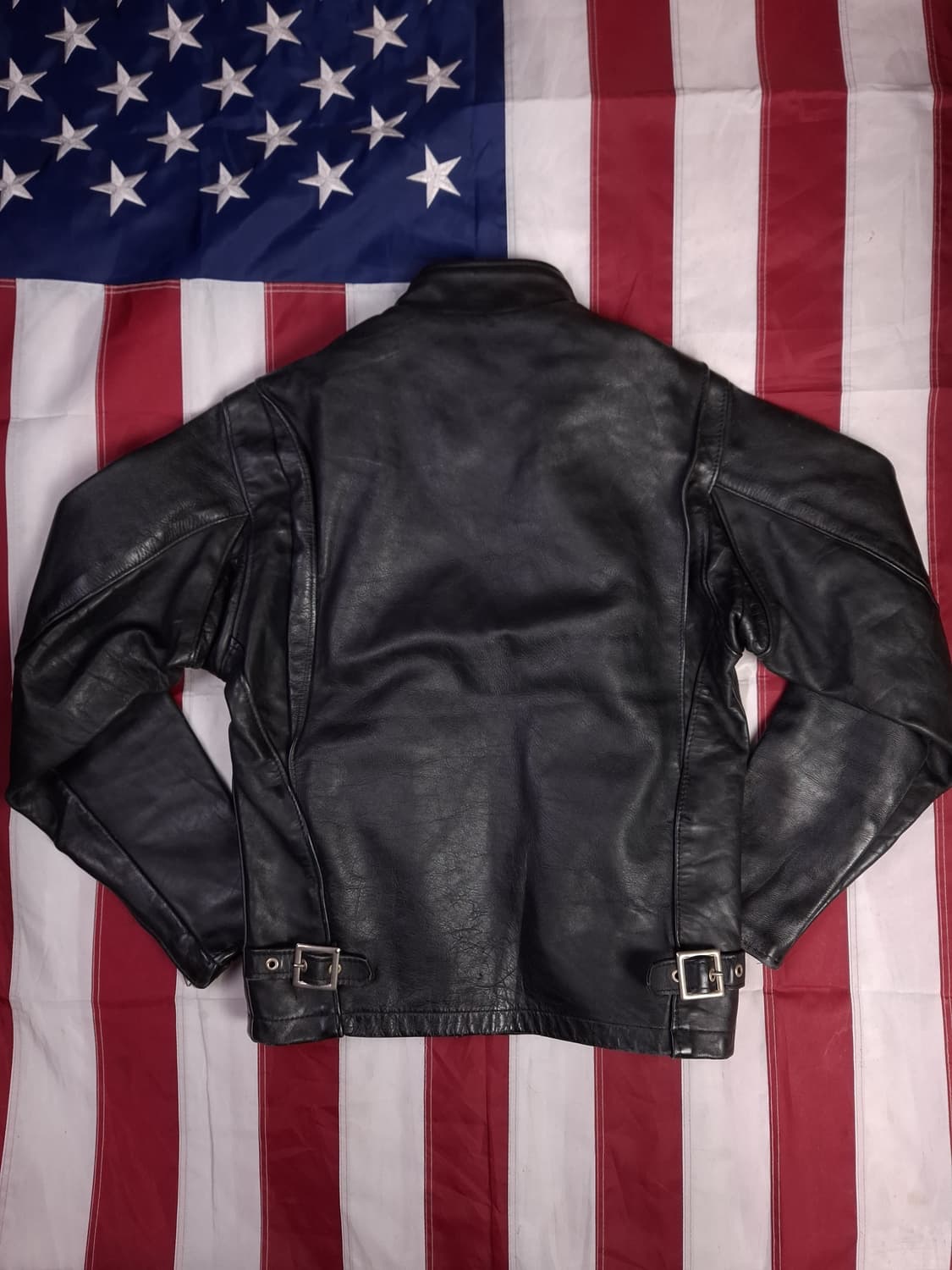 오리지날 미국제조 쇼트 리얼레더 싱글 라이더 자켓 베스트 풀셋트 상품이미지7