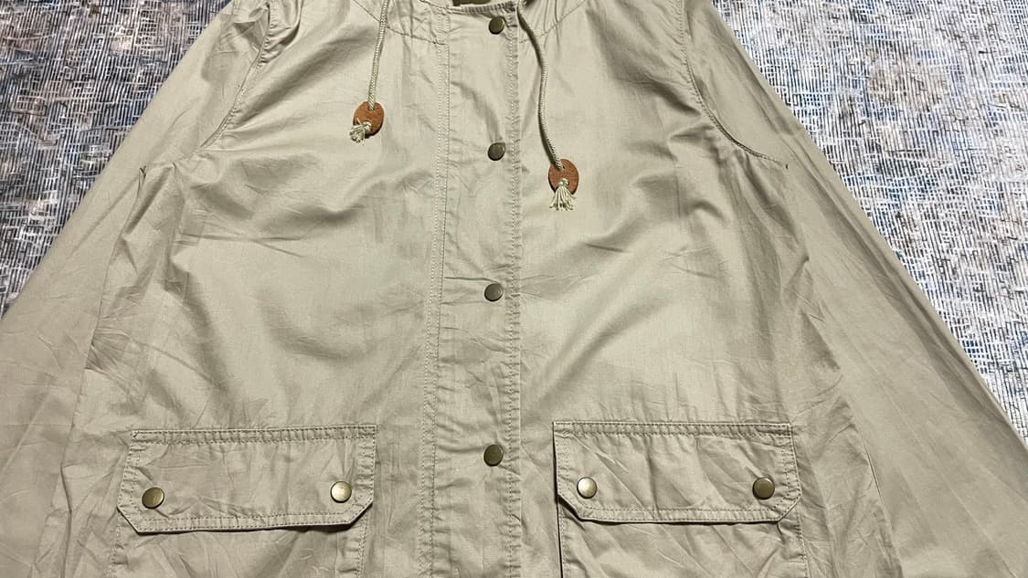 JPN 일본 빈티지 Y2K 모리걸 베이지 코튼 후드 야상 바람막이 자켓 상품이미지6