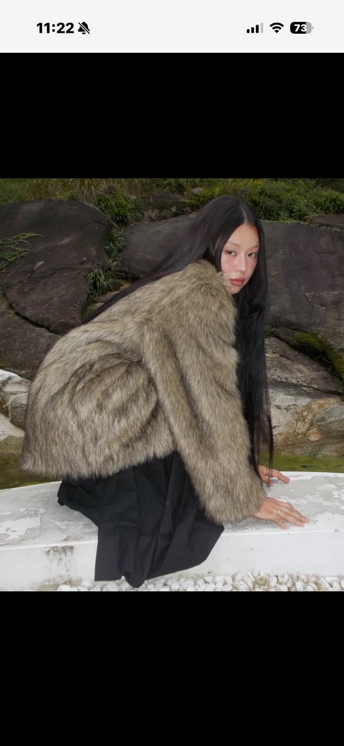 서지수 플레어업 퍼자켓 브라운 롱버전 코이세이오 시눈 상품이미지1