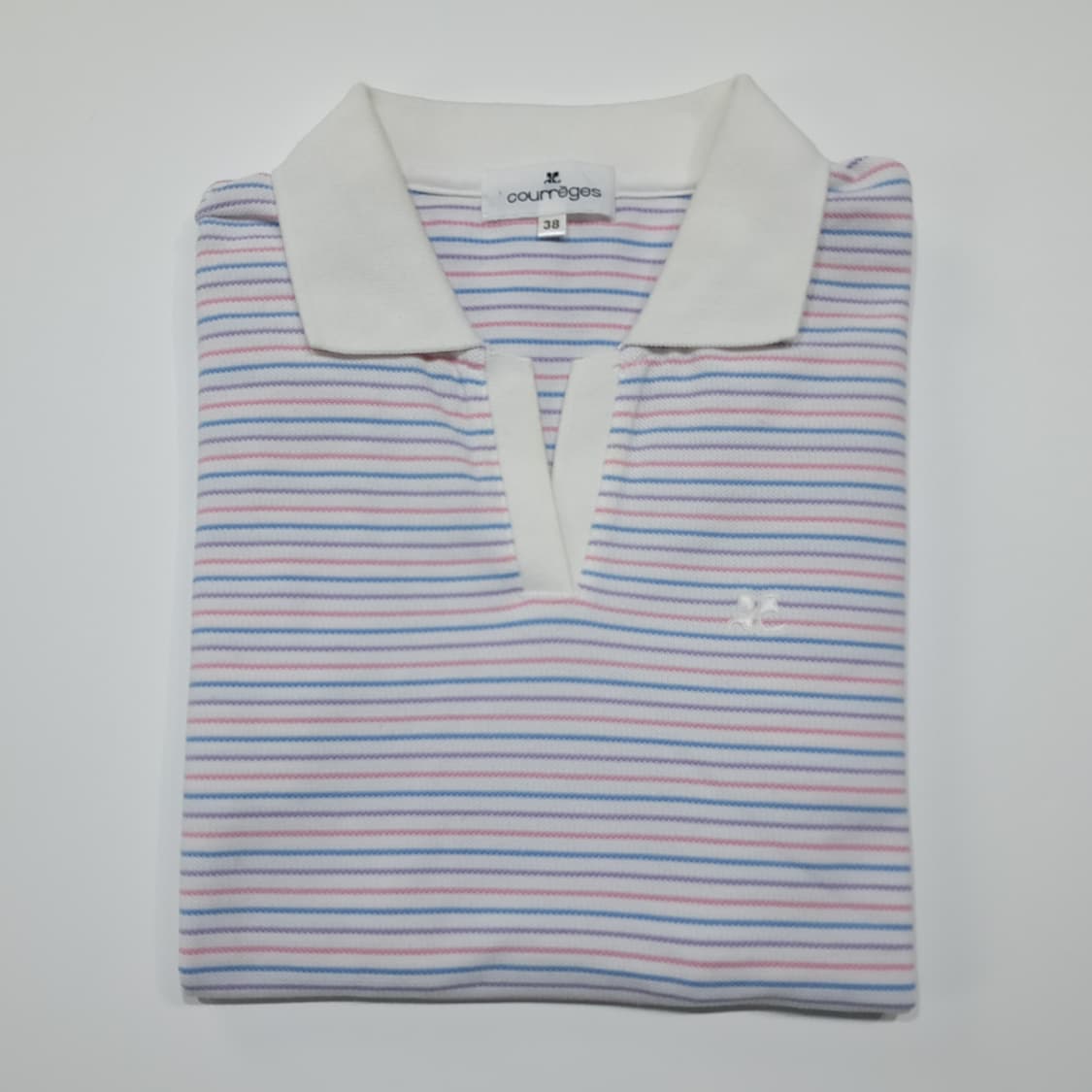 CK117 M 꾸레쥬 일본판 멀티 스트라이프 오픈칼라 티셔츠 상품이미지8