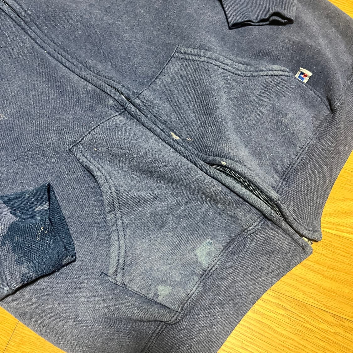 [L] 80s USA 빈티지 러셀 후드집업 페이디드 네이비 상품이미지3