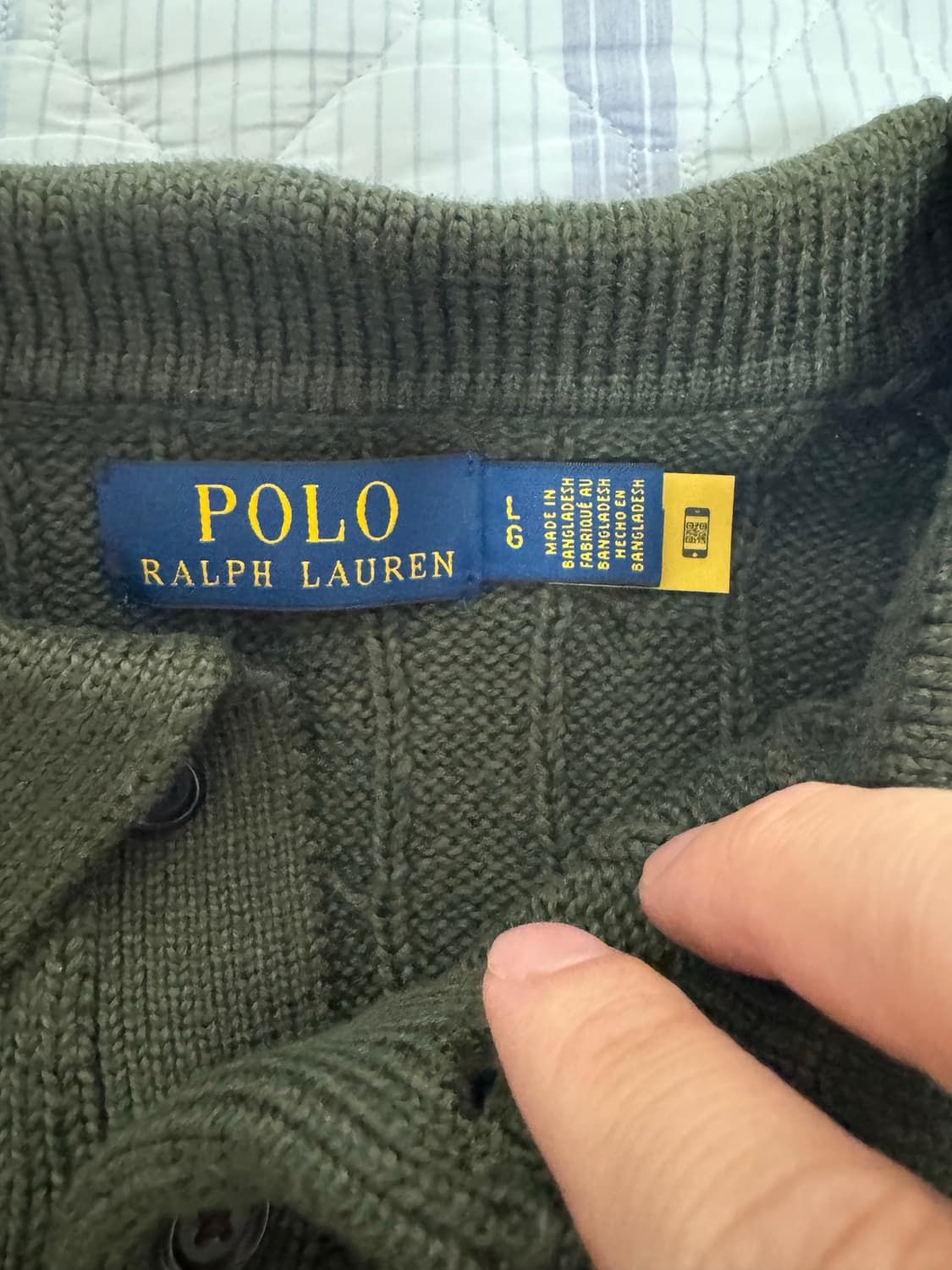 폴로 랄프로렌 케이블 반팔 카라 니트 L 큐알정품 상품이미지3