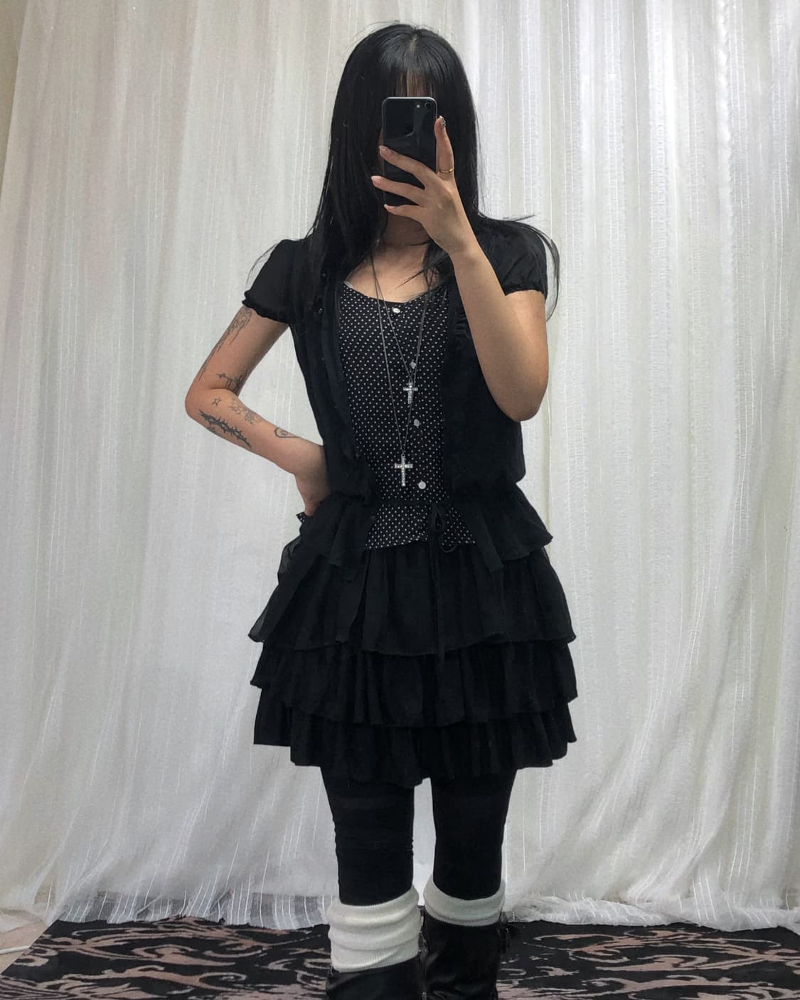 블랙 도트 레이어드 빈티지 세트 상품이미지3