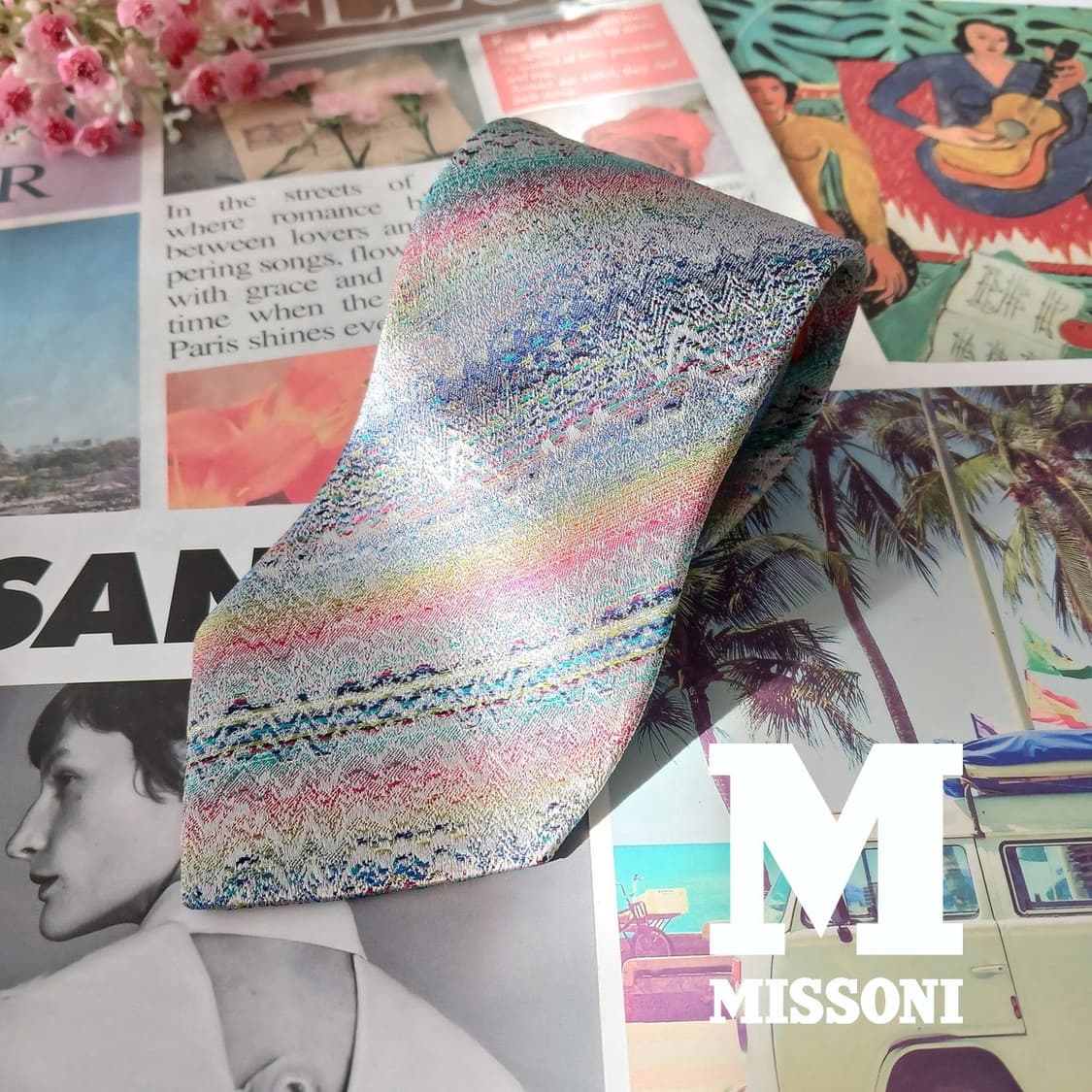 미쏘니 실크 실버 멀티 자카드 넥타이 8.8cm A+등급 A19433
 상품이미지2