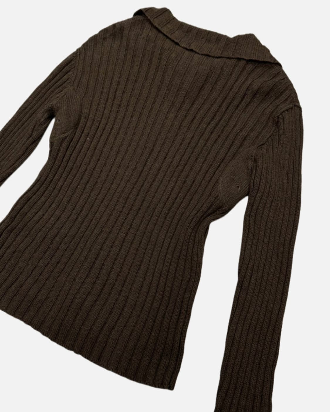 BACK NUMBER brown ribbed knit zip-up 상품이미지6