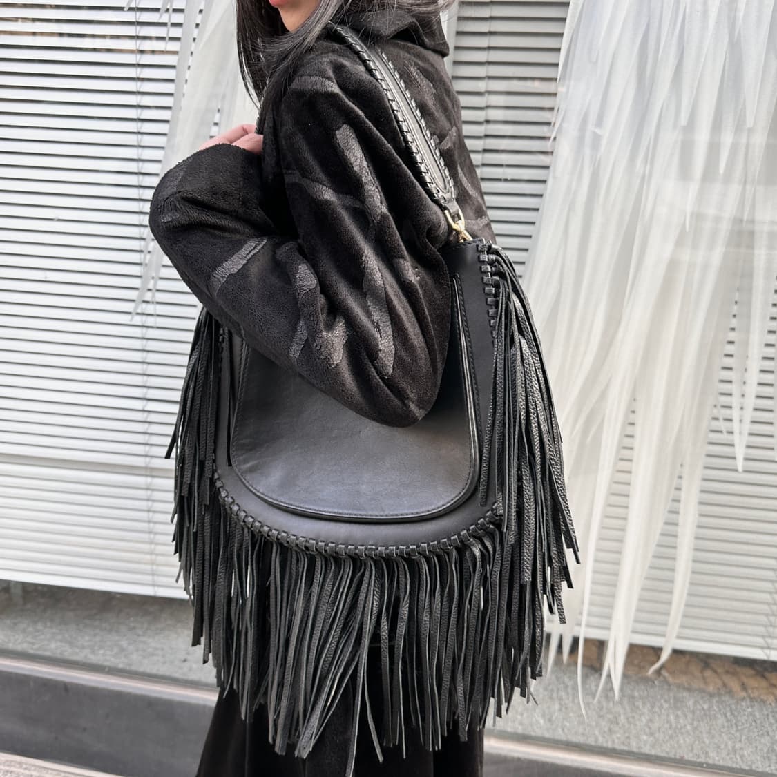 00s 레어 마이클 코어스 풀 가죽 프린지 가방 상품이미지6
