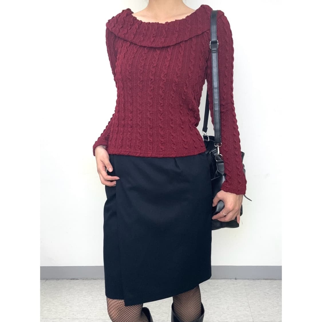 빈티지 버건디 오프숄더 상품이미지1