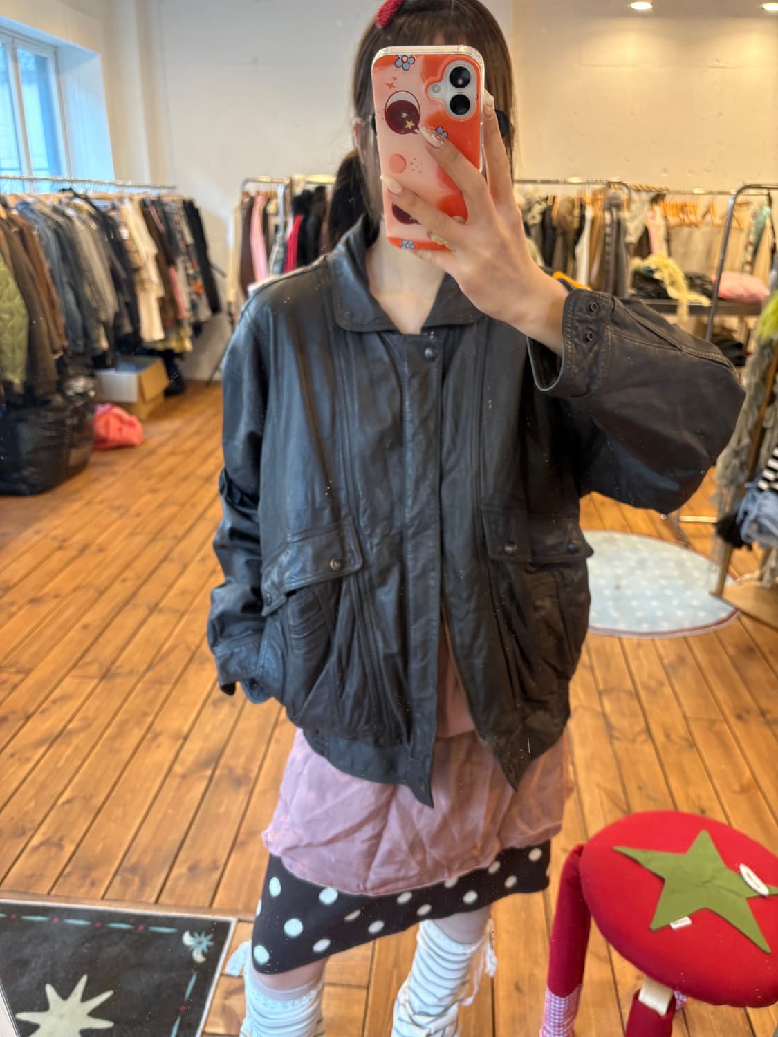 브라운 소가죽 봄버자켓 상품이미지3