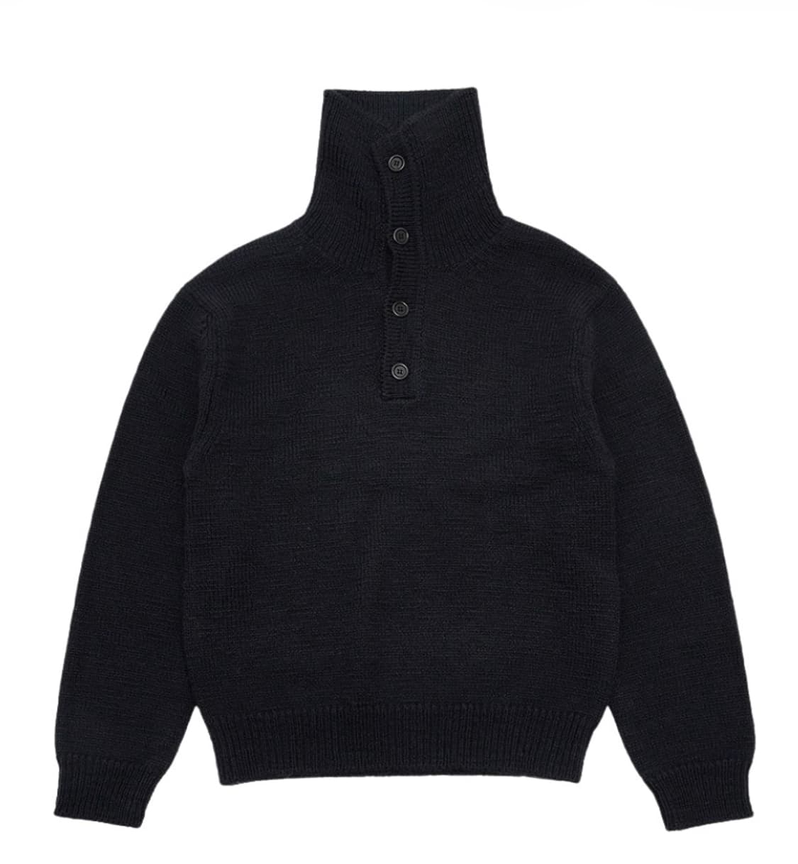 아모멘토 하이넥 버튼 업 니트 네이비 상품이미지1