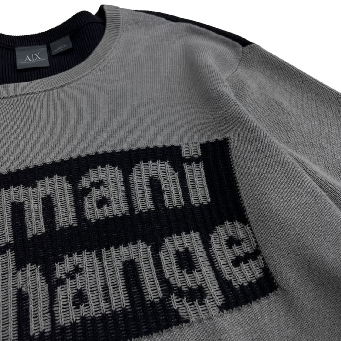 아르마니 센터로고 차콜배색 그레이 니트 L 상품이미지6