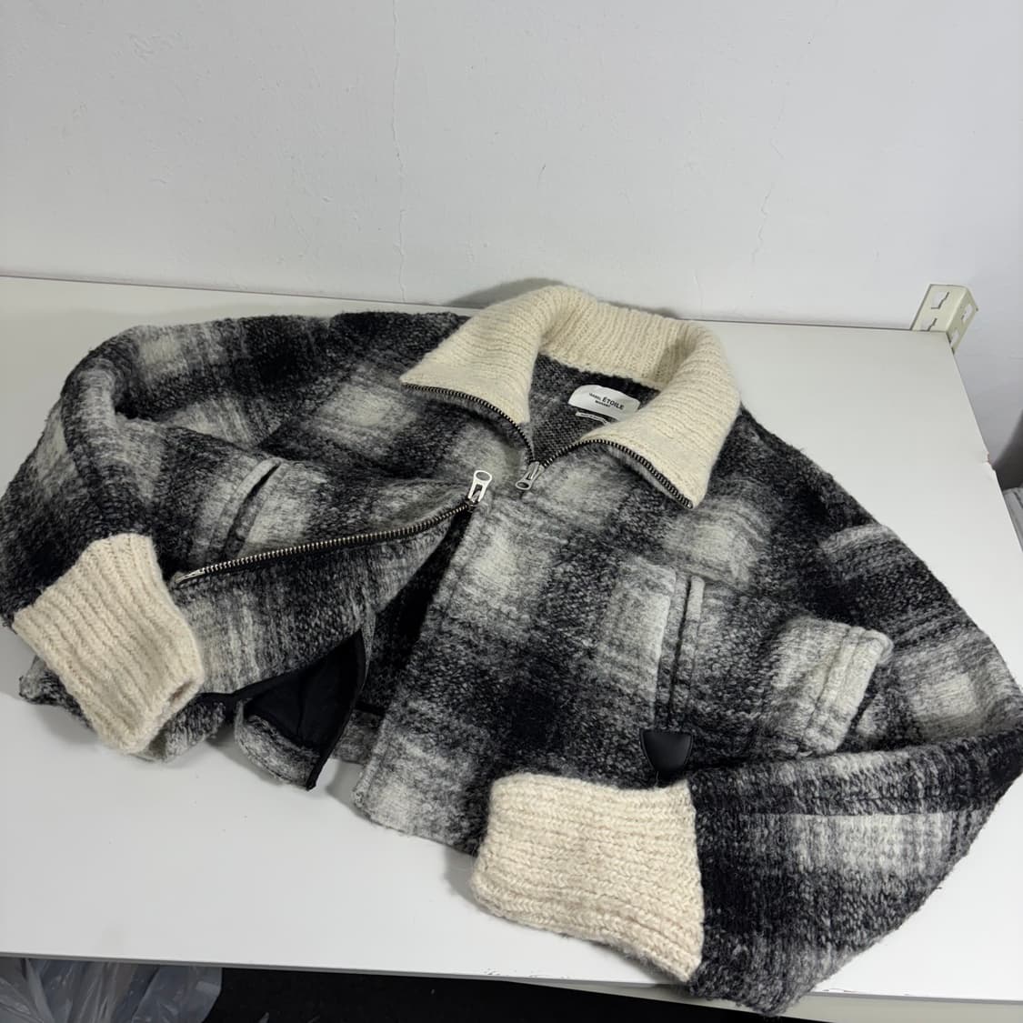 36 이자벨마랑 에뚜왈 체크 투웨이 알파카 니트집업 자켓 상품이미지2
