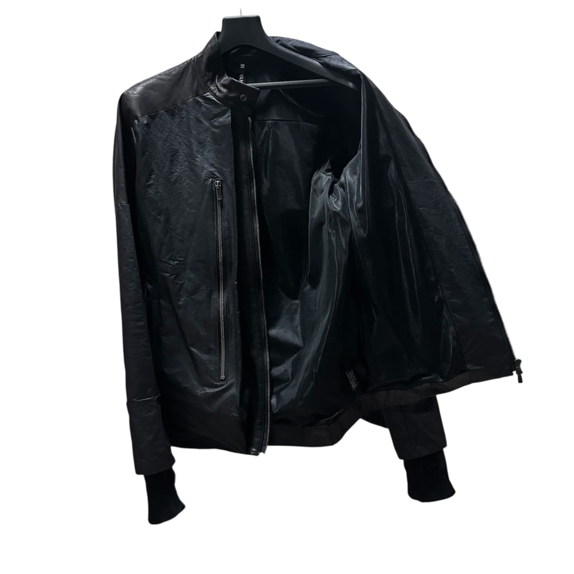 [3] 립 반 윙클 더블 지퍼 레더 혼합 원단 블루종 상품이미지4