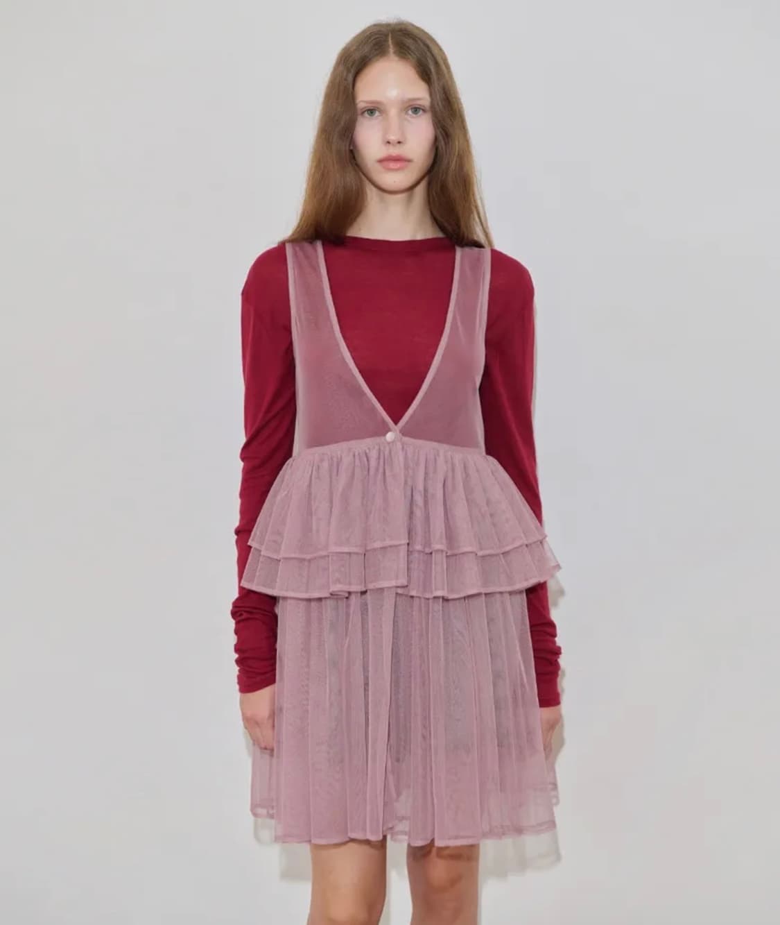 [새상품] 시눈 Tulle Midi Dress 핑크 상품이미지3