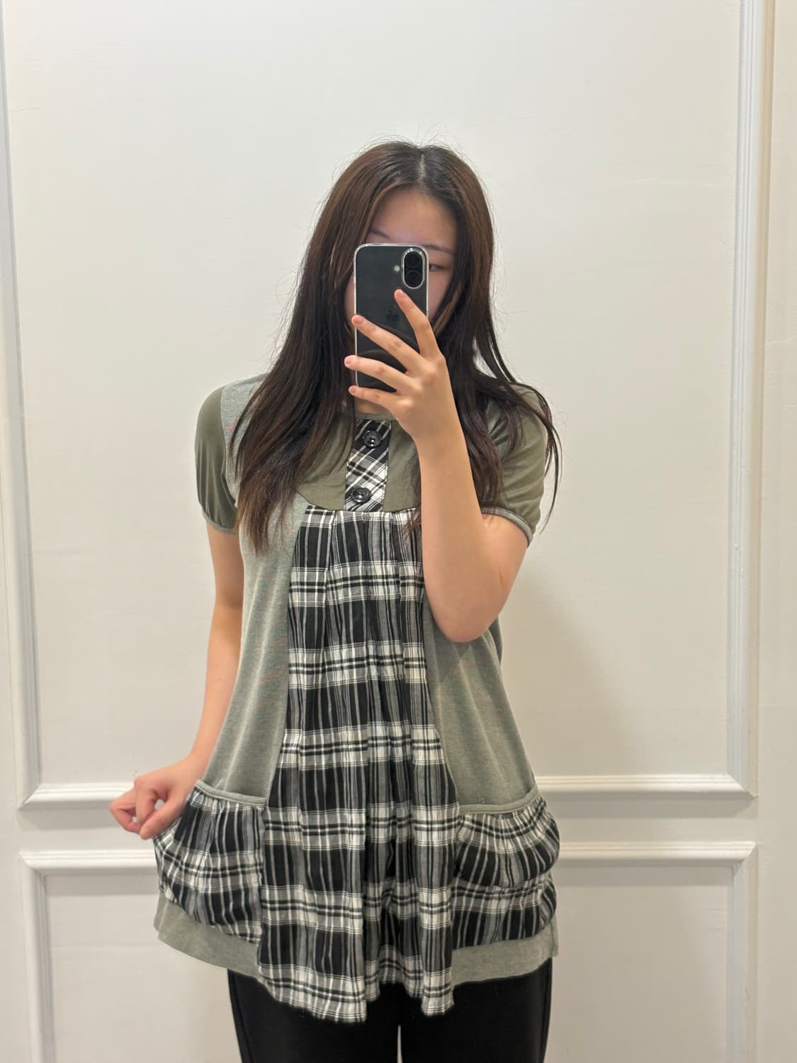 체크프릴반팔티 상품이미지1