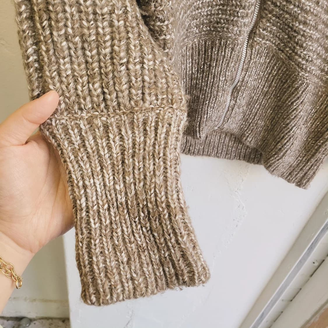 Otto 오트밀 울 집업 니트가디건 Free 상품이미지5