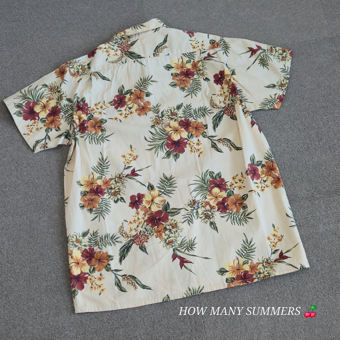 빈티지 무드 베이지 꽃무늬 하와이안 셔츠 상품이미지4