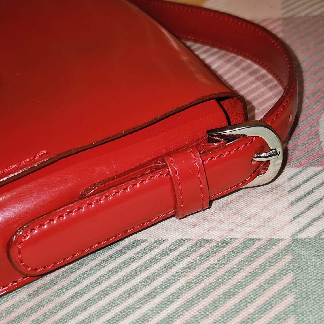 90s 모스키노 카프 레더 벨트 2way 박스백 상품이미지9