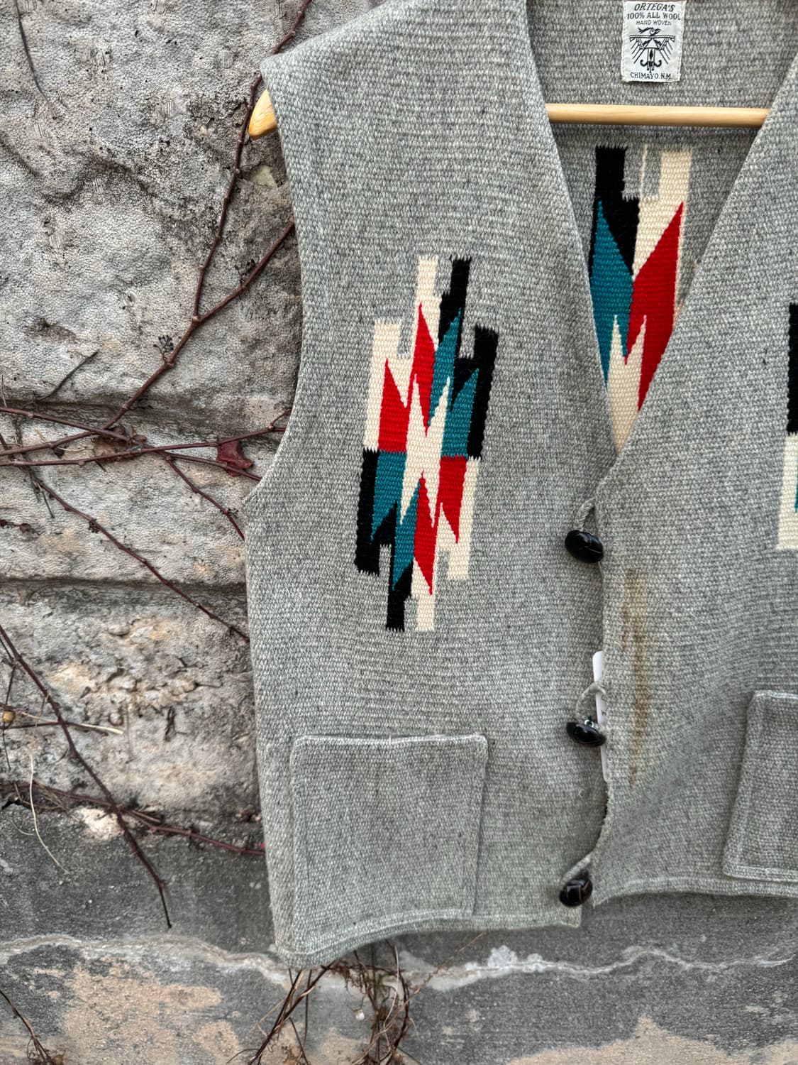 50s 빈티지 핸드 우븐 울 오르테가 치마요 베스트 조끼 나바호 웨스턴 상품이미지3