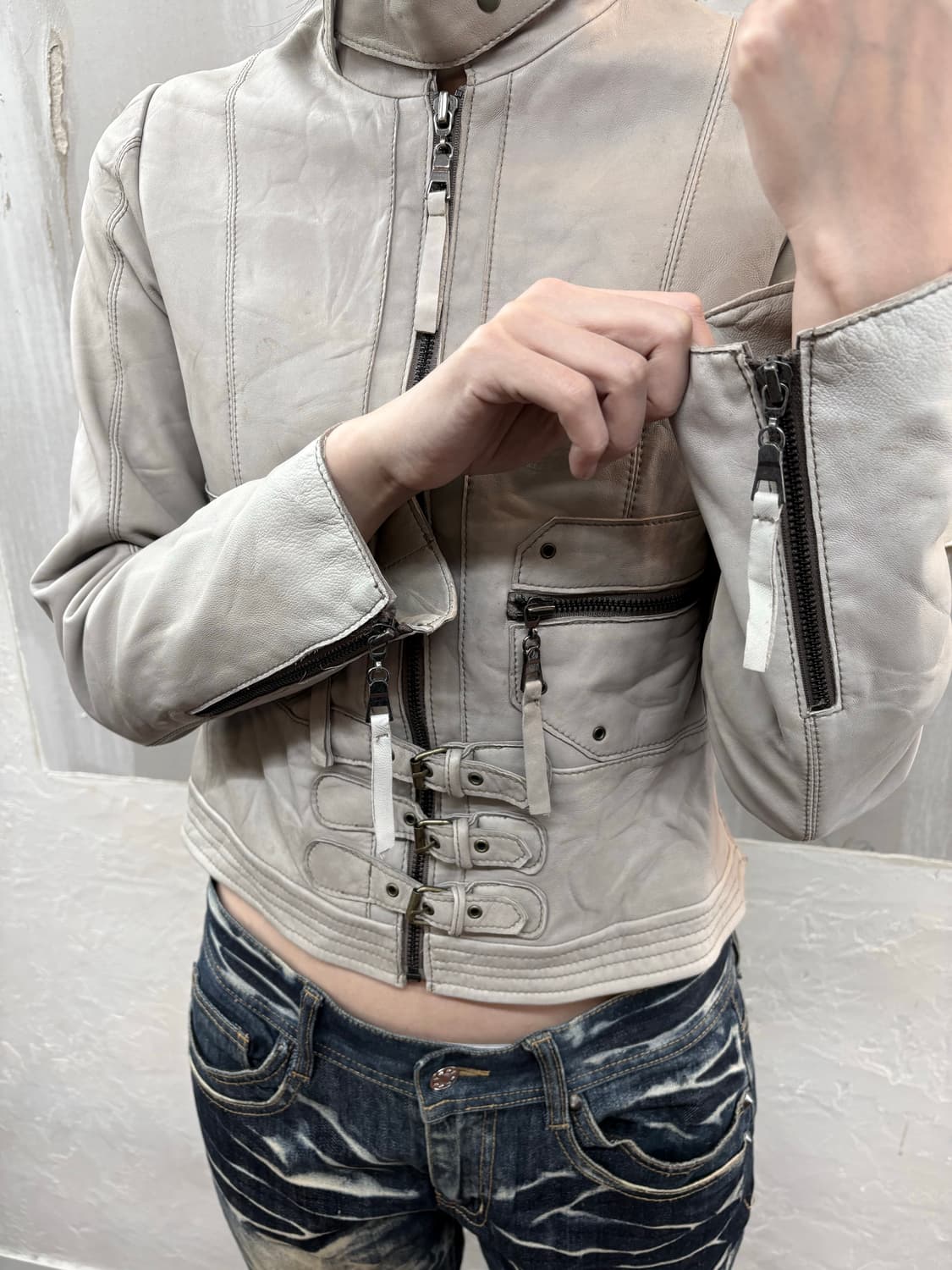 beige detail sheepskin jacket 상품이미지4