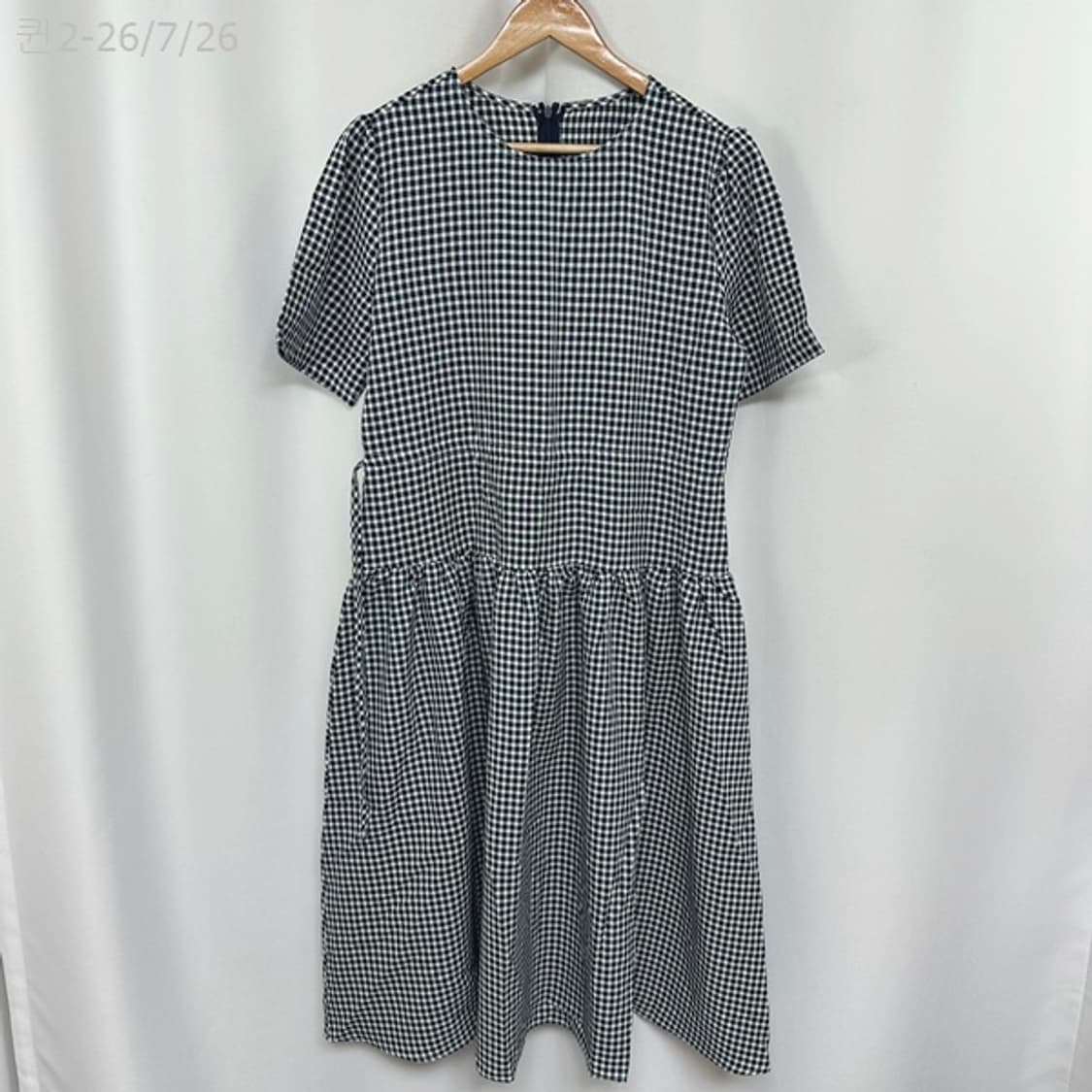 보세 여자 체크 반팔원피스 빅사이즈 임부복 FREE (미착용) 상품이미지1