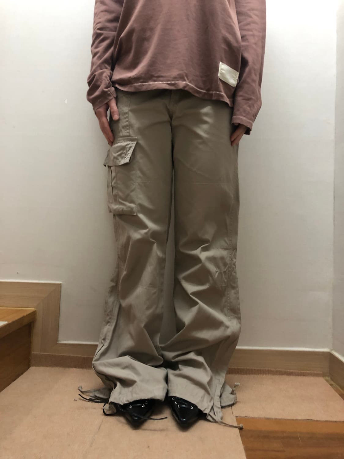 빈티지 베이지 펑크 팬츠 상품이미지1