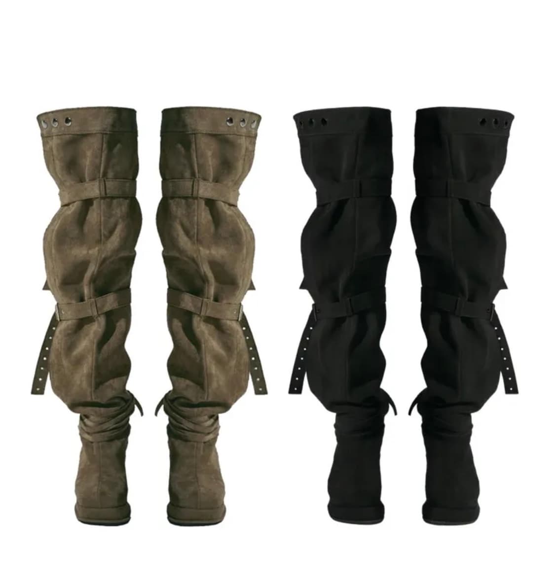 스웨이드 버클 하이 부츠 블랙 <새상품> 상품이미지1