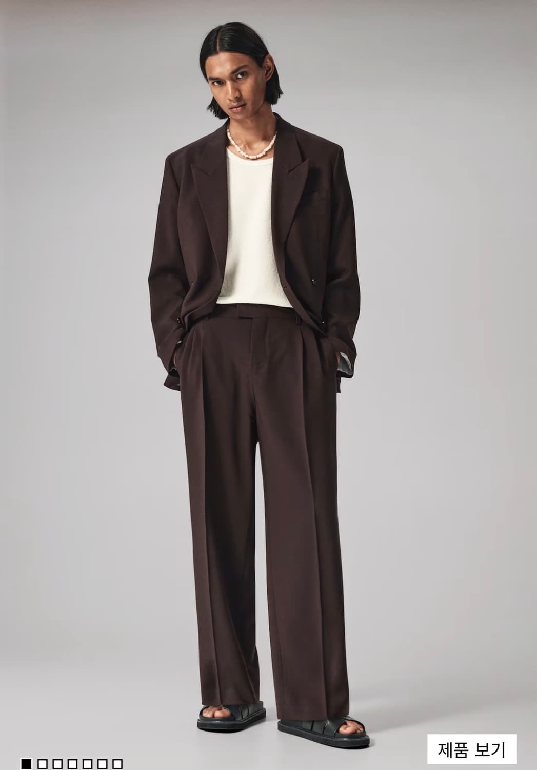 H&M 테일러드 팬츠 루즈핏 다크 브라운(82-86cm) 상품이미지1