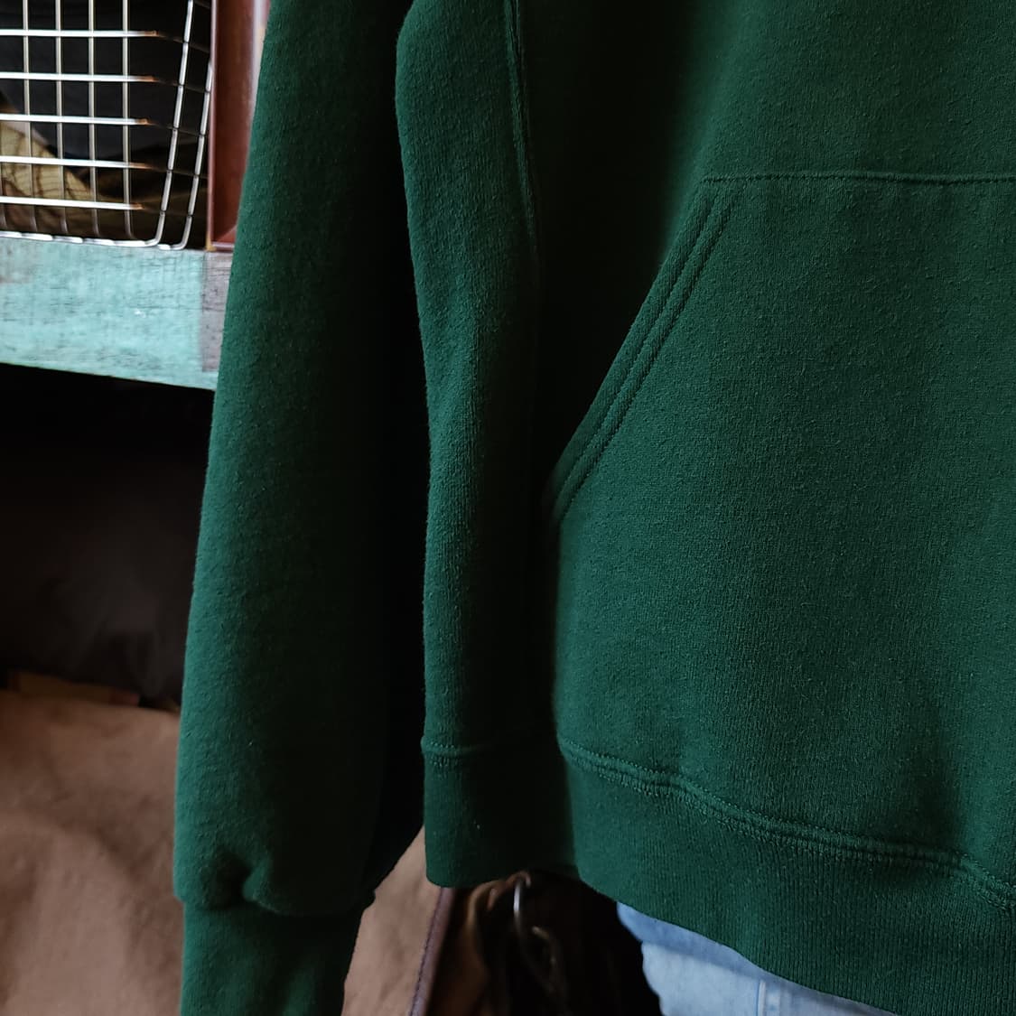 90s 러셀 후드 울프팩 빈티지 레터링 후드 스웻셔츠 그린 S 상품이미지7