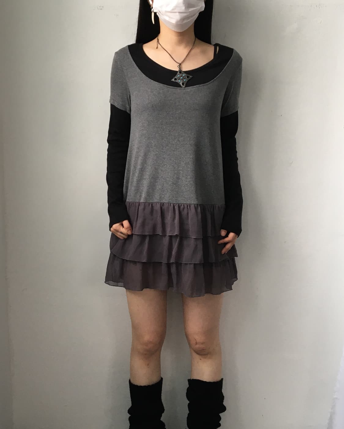 Layer point sleeeve onepiece 상품이미지1