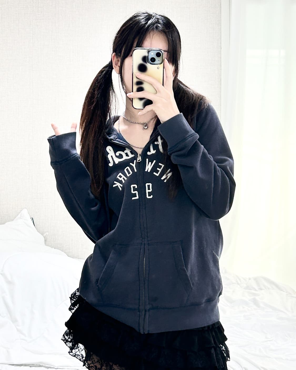 아베크롬비 글리터로고 네이비 후드집업 상품이미지1