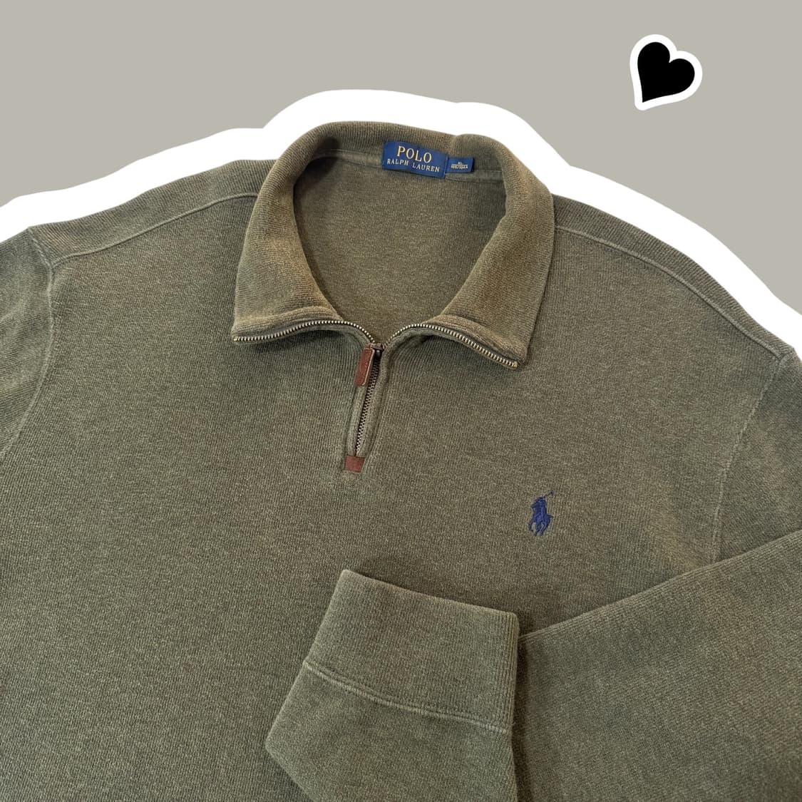 신형 폴로 랄프로렌 카키 반집업 면니트 상품이미지1