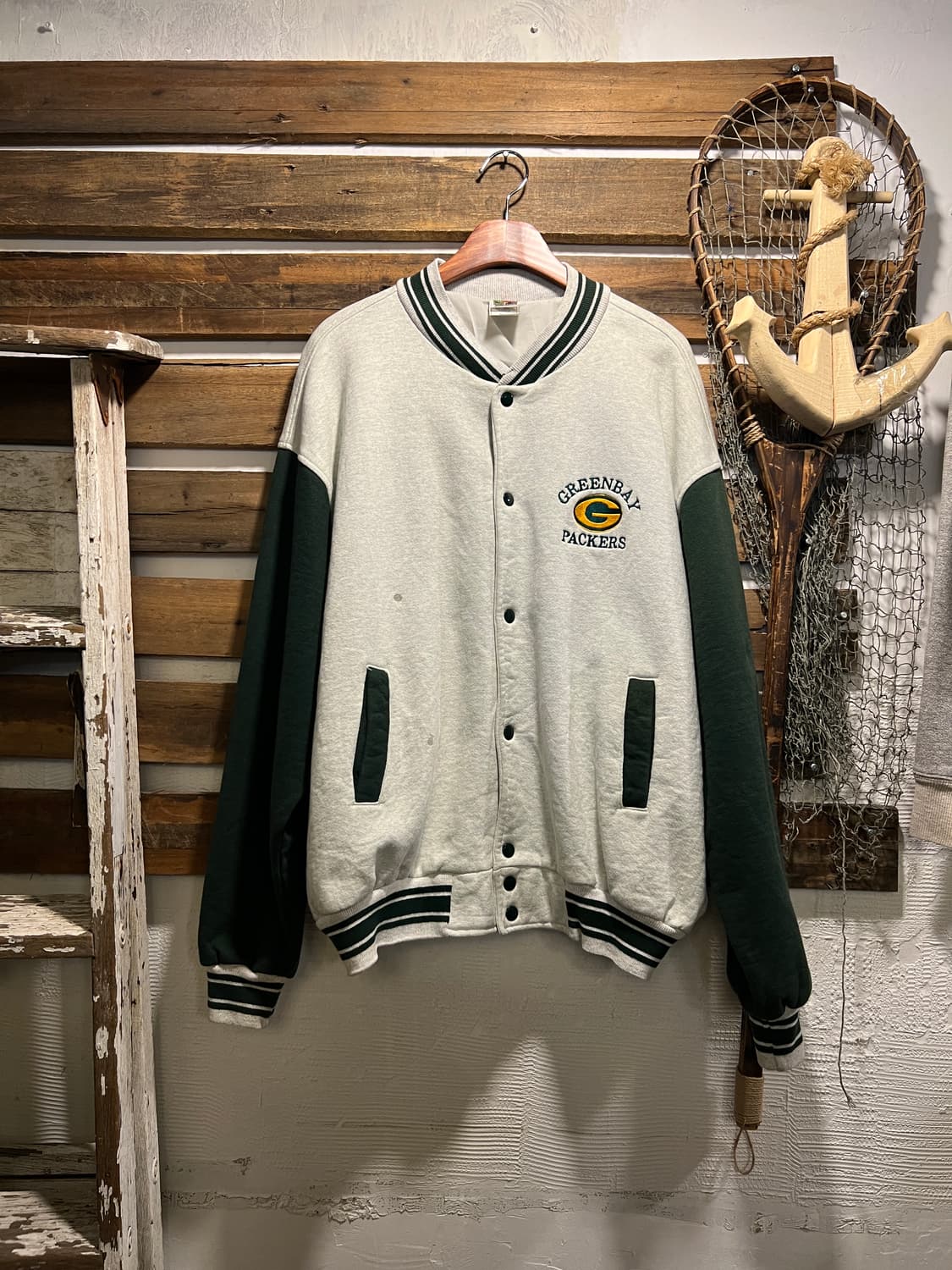 [2XL]프룻오브더룸 G-PACKERS 코튼 바시티 자켓 상품이미지8