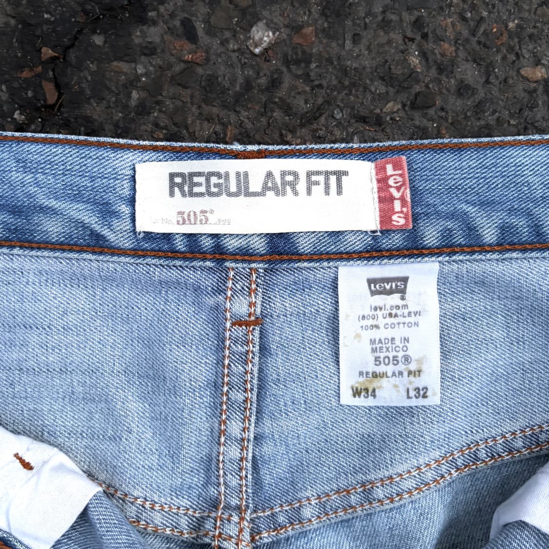 리바이스 505 레귤러 연청 데님 (34)    상품이미지6