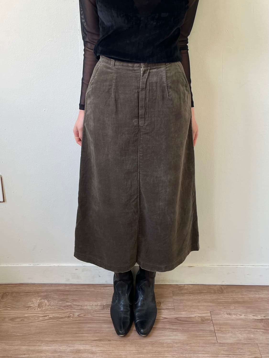 Japan vtg 올리브 코듀로이 스커트 상품이미지5