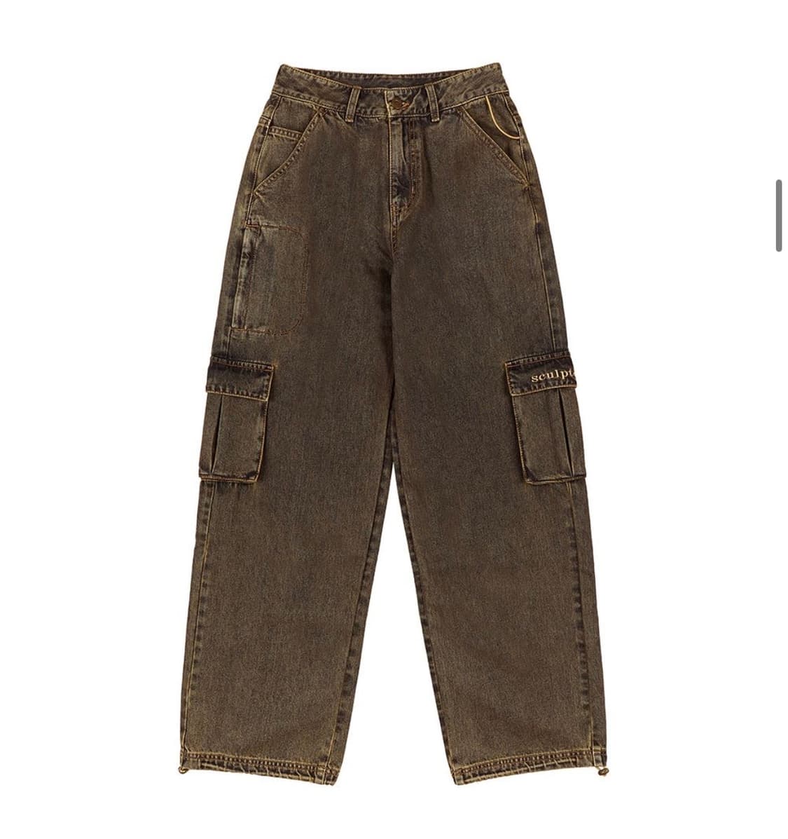 스컬프터 카고 조거팬츠 워시드 데님 S (브라운-인디고) 상품이미지1