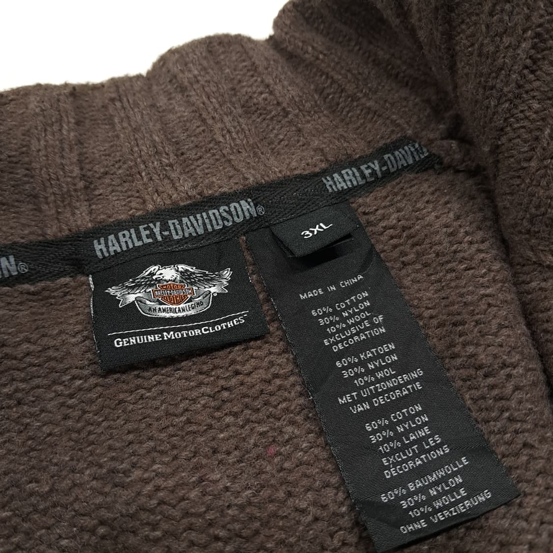 CL176 할리데이비슨 울혼방 레전더리패치 브라운 하프집업 니트 스웨터 상품이미지5
