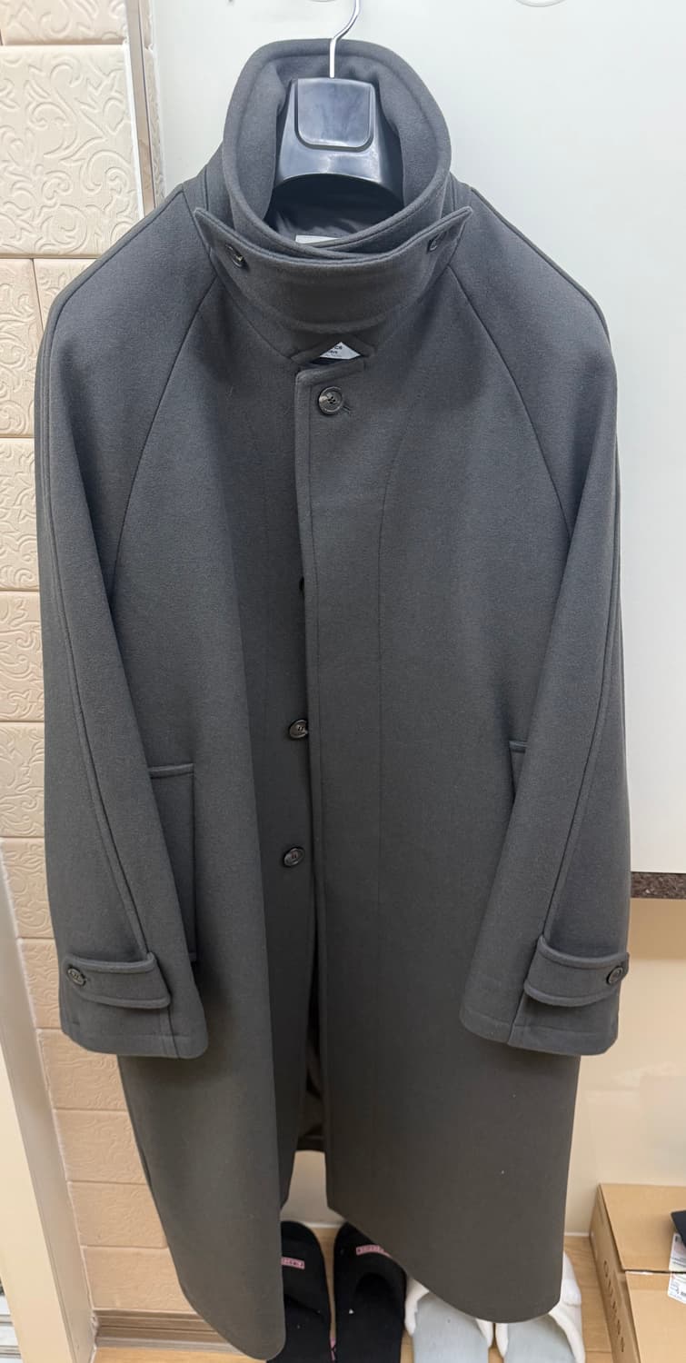 벨리에 맥시 멜톤 울 발마칸 코트 (카키 그레이) - L 상품이미지3