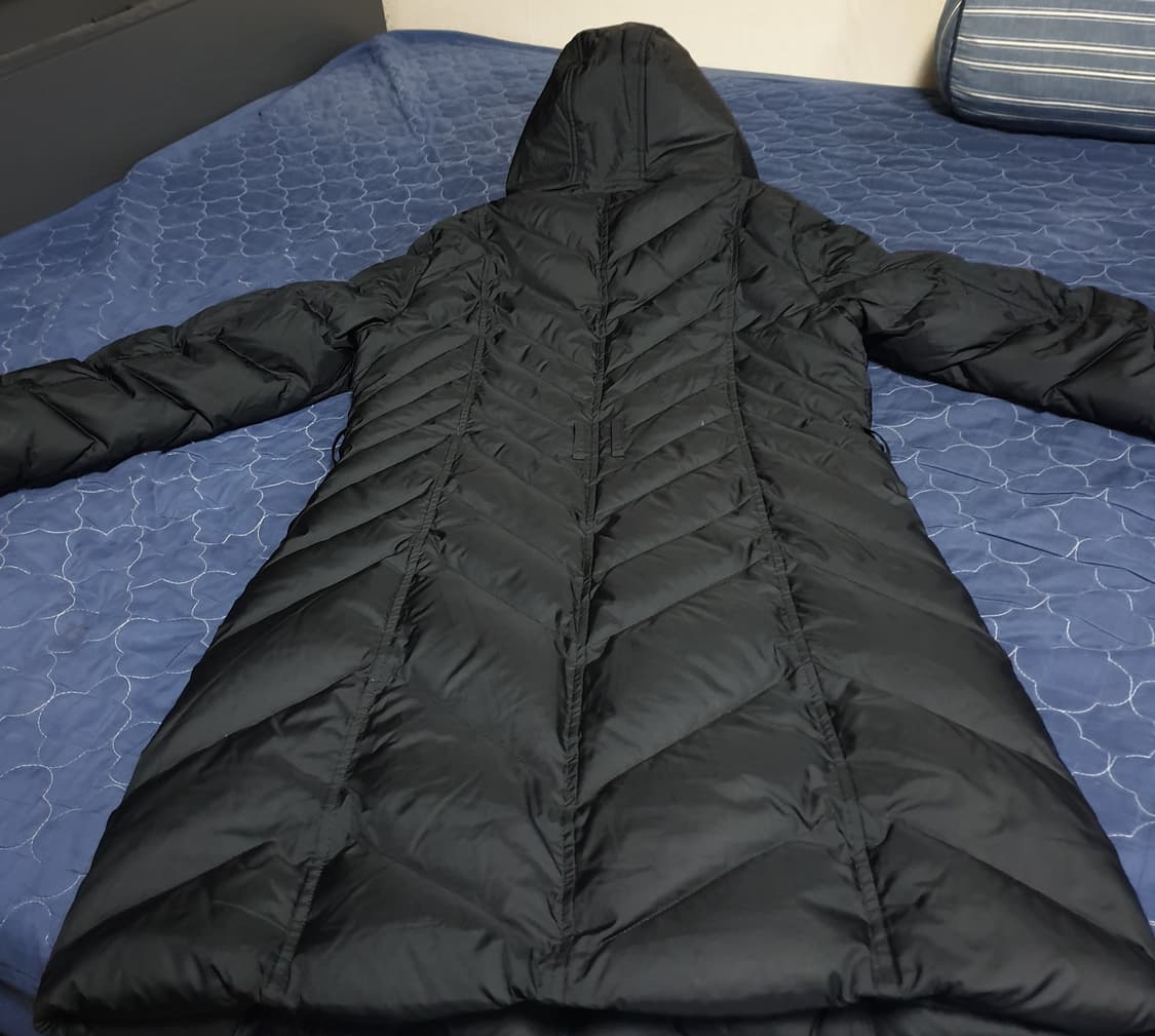 콜한 퀄트 금장 후드 경량 다운 롱패딩 블랙(S) 상품이미지2