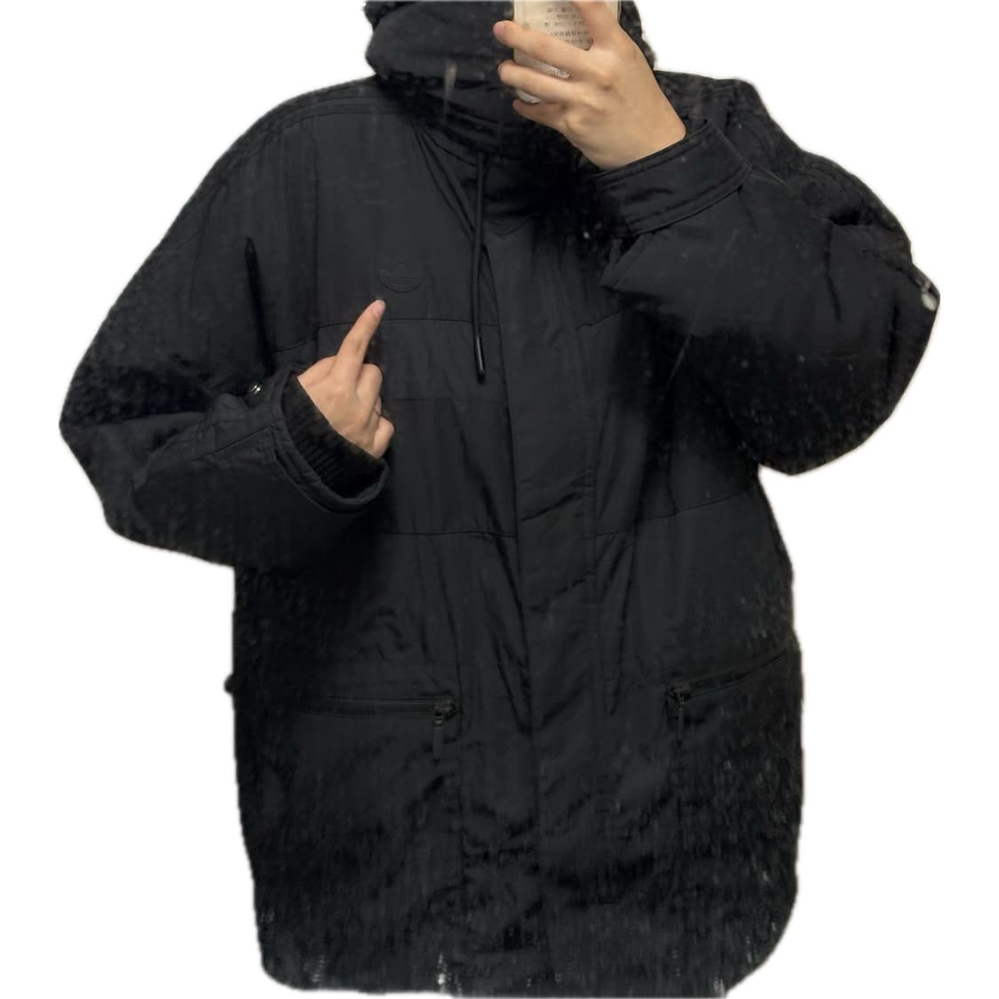 초희귀 레어템) 아디다스 올블랙 파이어버드 패딩 점퍼 110 상품이미지2