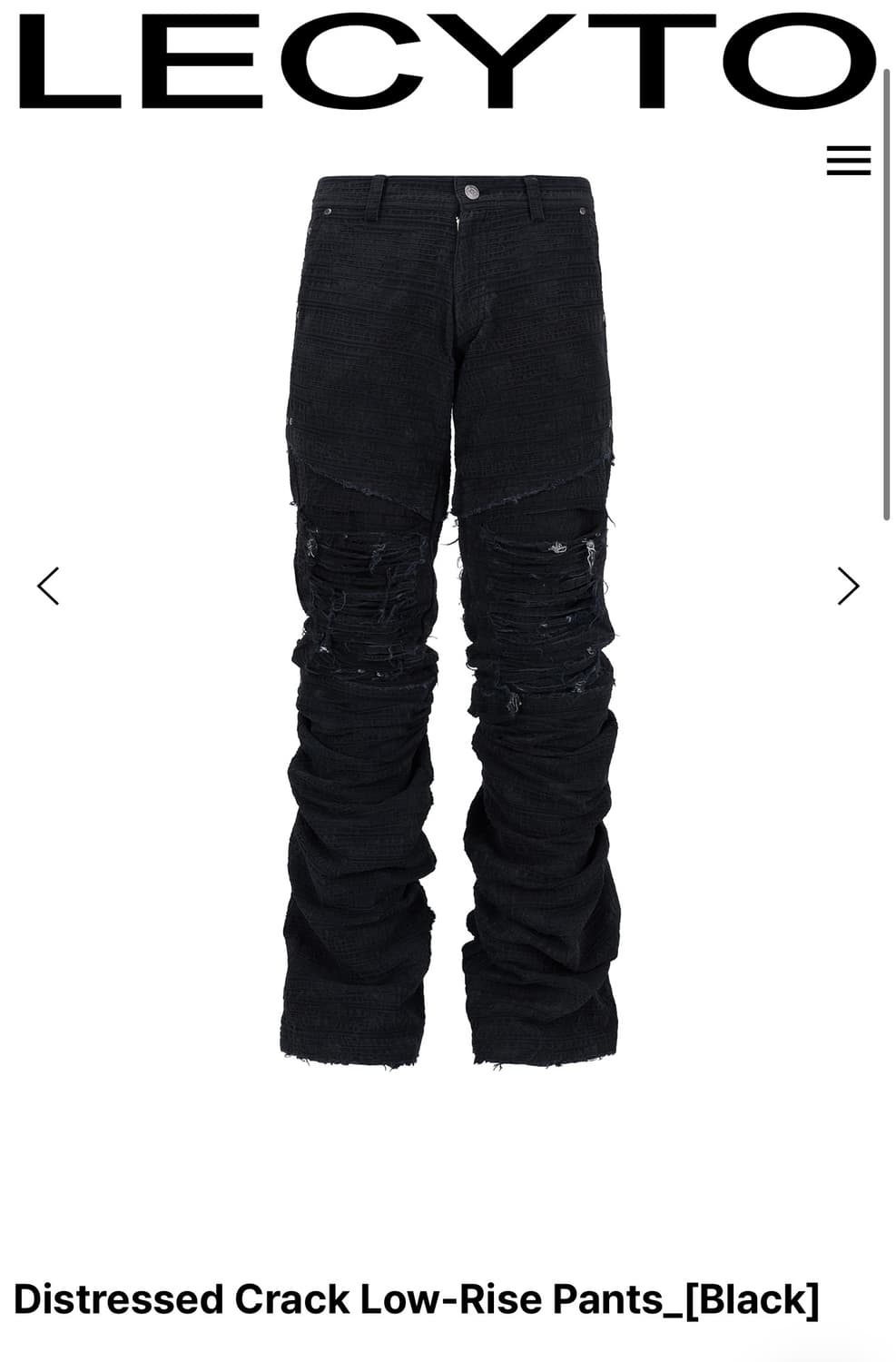 (구해요)레씨토 크랙 로우 라이즈 팬츠 블랙 구해요ㅠㅠㅠ 상품이미지1