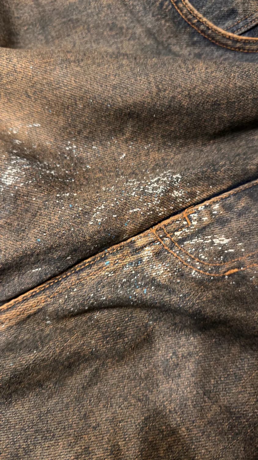 [2]프로젝트GR 코티드 백워드 데님팬츠 블루 상품이미지6