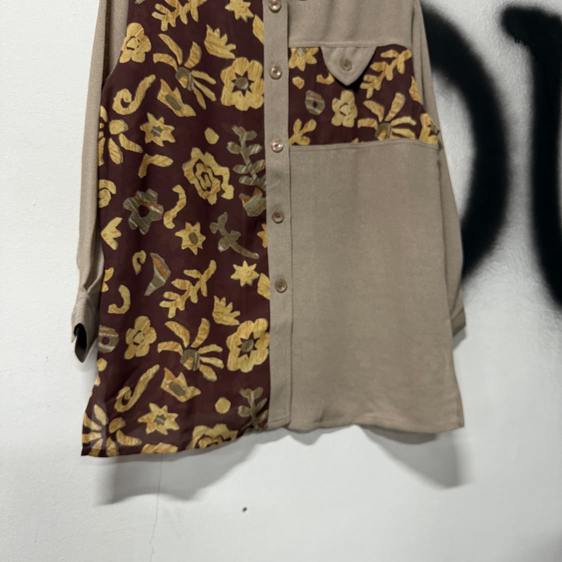 VTG 빈티지 브라운 플라워 패턴 셔츠 상품이미지4