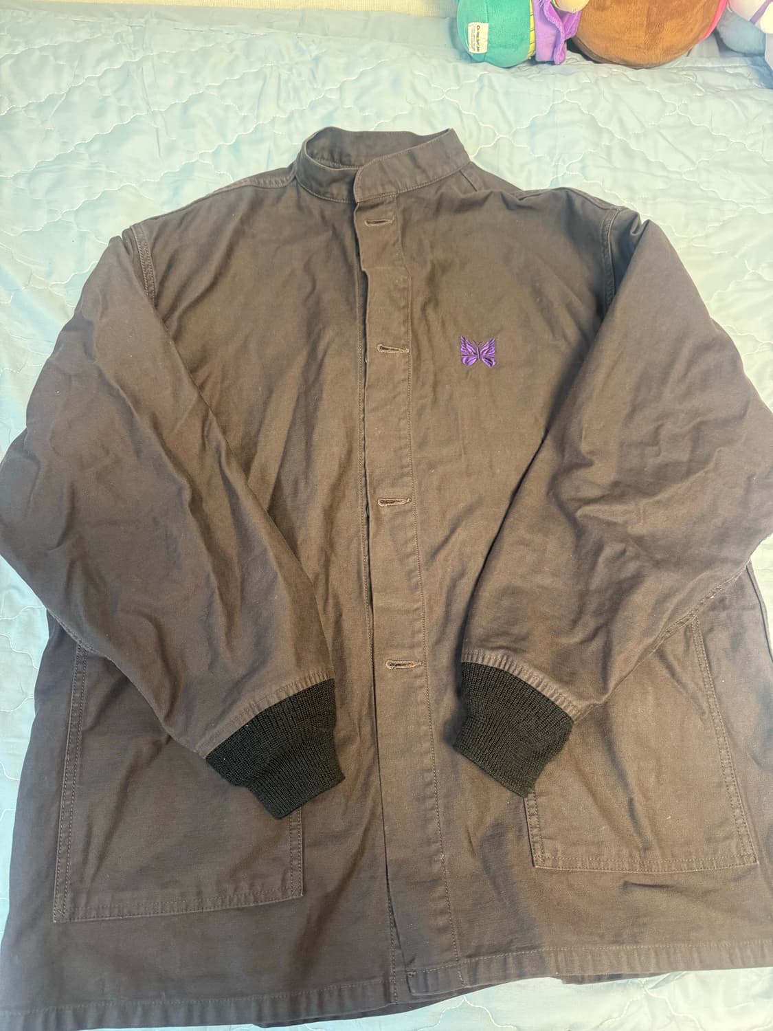 니들스 스탠드 칼라 아미 셔츠 백 사틴 블랙 상품이미지2