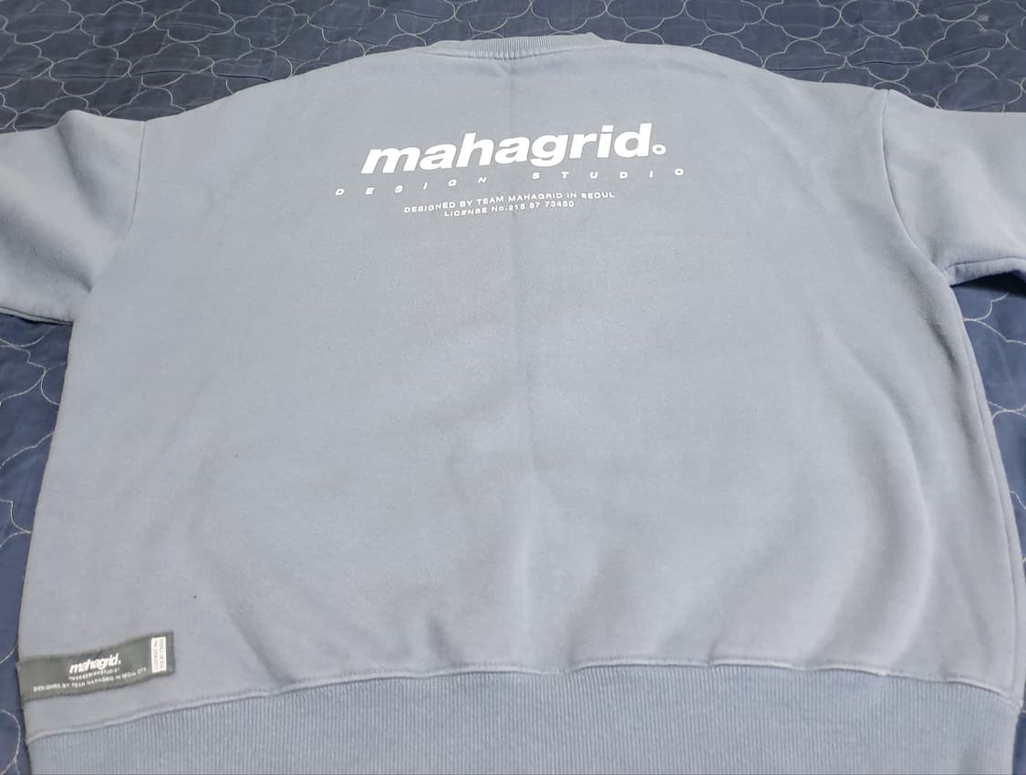 마하그리드 오버핏 기모 맨투맨 스카이블루 (S) 상품이미지2