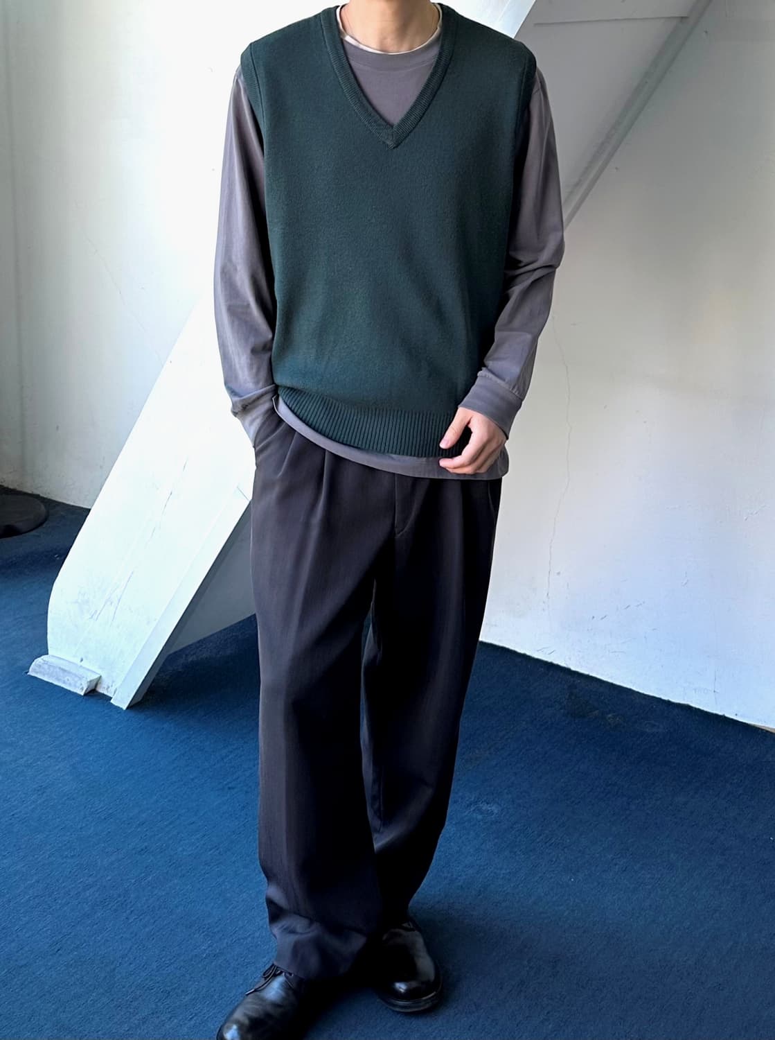 High count wool acrylic knit vest 상품이미지7