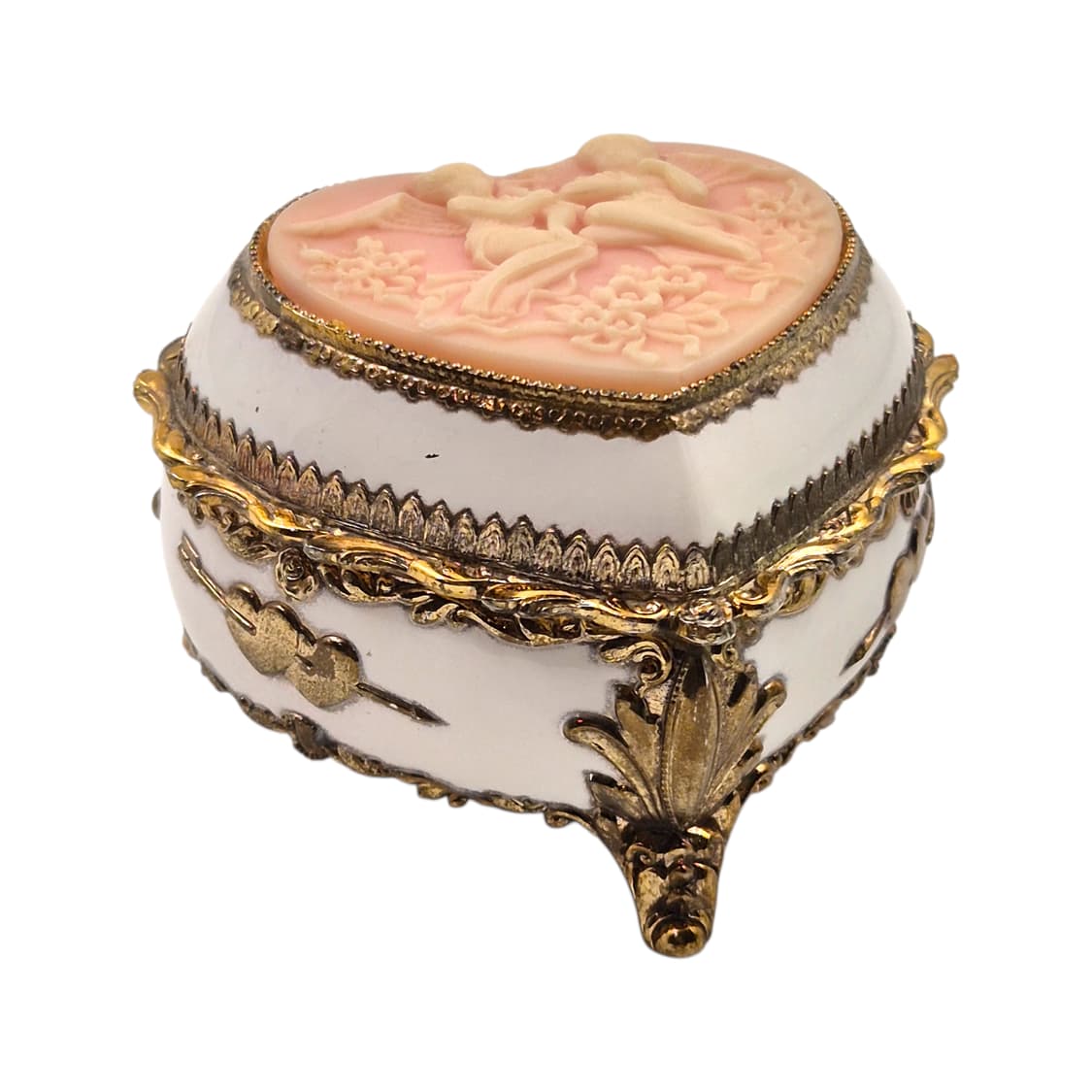 90s 엔틱 천사 카메오 하트 오르골 보석함 상품이미지2