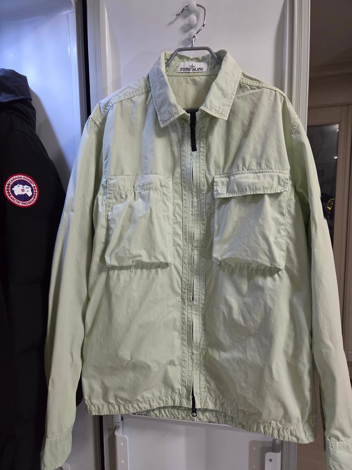 스톤아일랜드 코튼 가먼트 다잉 오버셔츠 세이지 그린 상품이미지1